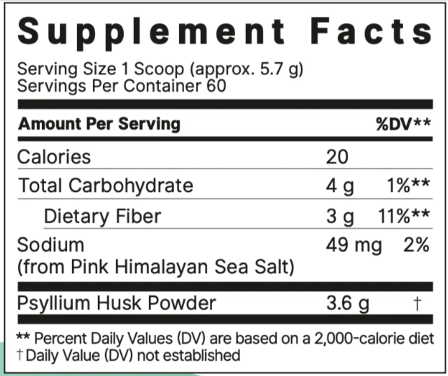 Colon Broom Supplement Facts